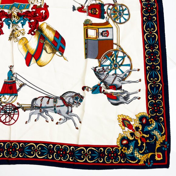 Pierre Cardin Scarf Shawl Silk APARIS AMUSEES EBLOUIES 34in Vintage Horse Buggy - Picture 7 of 15